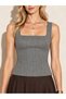 Striped Thick Strap Square Neck Blouse