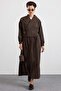 Shawl Collar Side Buckle Crop Jacket Brown 8294 - 5