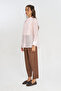 Women's Solid Color Shirt with Embroidery Panel on the Front - 2
