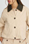 Women's Contrast Collar Buttoned Relaxed Fit Jacket - 2