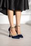 Vaghessa Sapphire – Women's Crystal Stone Satin Thin Heeled Ankle Strap Shoes - 4