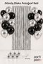 Black Silver Disco Birthday Decoration Set with 20 Balloons, 6 Mirrored Balls and 100X200 cm Curtain