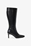 Marine Black Leather Women's Heeled Boots