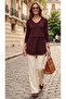 96% Viscose Double Layered Plum Tunic with Chiffon Skirt - 2