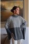 Striped Standard Size Knitted Women's Poncho