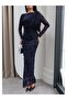 Shoulder Draped Jacquard Tulle Dress - 3