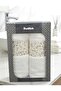 -Daniela Beyaz- 2-Piece Towel with Gift Box Embroidered 1St Model (50X90)-Gold Glitter - 2