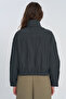 Women's Stand Collar Plaid Patterned Zippered Jacket - 5