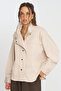 Women Shirt Collar Snap Button Relaxed Fit Solid Color Jacket