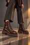 Plush Fur Lined Inside, Lace-Up and Zippered, Thick Sole Women's Daily Boots - 2
