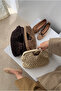 Women's Straw Handbag Beige Straw - 2