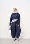 Women's Slit Detail Pleated Suit Navy Blue - 2