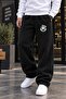 Men's King Lion Figure Printed Casual Sweatpants - Loose Fit Comfortable Cut Two-Thread Sports Trousers