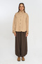 Women Shirt Collar Snap Button Relaxed Fit Solid Color Jacket - 3