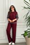 Crew Neck Plaid Detailed Set - 5