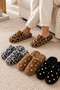 Set of 4 Coffee Polka Dot - Black Polka Dot - Tan Leopard - Gray Leopard Plush House Slippers 3 cm Sole Byndset02 - 2