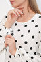1525 Women's Long Knitted Polka Dot Dress - White - 4