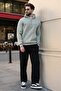 Mint Green Kangaroo Pocket Hooded Men's Sweatshirt E7218 - 4