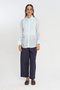 Women's Solid Color Shirt with Embroidery Panel on the Front - 3