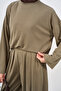 Women's Slit Detail Pleated Suit Khaki Green - 5