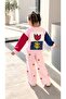 New Season Printed Sweatshirt and Denim Trousers Colorful Girls' Set - 2