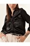 20112 Gathered Satin Shirt - Black - 2