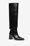 Sorler pointed toe women's boot with removable accessories, front seam detail, black crinkled leather - 2