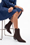 Women's Pointed Toe Cowboy Western Boots with Sewing Detail Vildo Brown Suede - 2