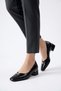 Koles v mouth buckle front stitching women's low heel shoes black wrinkled - 6