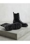 Black Elastic Matte Leather Women's Boots - 2