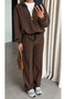 Brown T-Shirt Detailed Elastic Tracksuit Set - 2Y0740 - 2