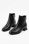 Ramse Low Heel Women's Heeled Boots with Stone Buckle on the Back, Black Leather - 5