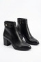 Moleran Women's Heeled Boots with Zipper and Side Stones, Black Leather - 2