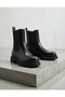 Black Matte Leather Elastic Women's Boots