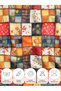 100% Cotton Satin Patchwork Fabric – 300X155 cm – Autumn Leaves and Floral Pattern, in Orange Red and Navy Blue Tones - 7