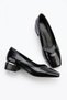 Koles v mouth buckle front stitching women's low heel shoes black wrinkled - 4