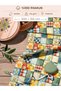 100% Cotton Satin Patchwork Fabric – 300X155 cm – Lemon Fruit and Floral Pattern, in Blue, Yellow, Red and Green Tones