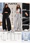 2 Pieces Ny Printed Hooded (Black and Grey) Winter Sweatpants Set with Wide Legs, Oversized Fit and Side Pockets - 4