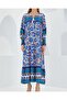 Women's Cobalt Blue Patterned Long Viscose Dress 1947 - 2