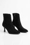 Nerme Parted Side Zipper Women's Classic Thin Heeled Boots Black Suede - 2