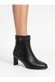 Black Crocodile Patterned Leather Women's Heeled Boots - 6
