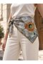 Satensi Square Shawl Women's Blue - Cream - 3