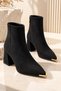 Westra Metal Toe Detailed Zippered Pointed Toe Thick Heeled Women's Boots - 3
