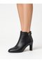 Black Crocodile Patterned Leather Women's Heeled Boots - 2