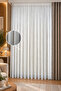 1-3 Dense Pleated Akita Thick Striped Off-White Tulle Curtain