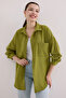 20153 Single Pocket Oversize Linen Shirt - A.Green - 3