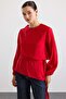 Layered Asymmetrical Cut Casual Blouse Red 9837