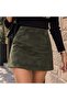 Khaki Color Belted Short Skirt - Green - m - St00086-Green-M - 3