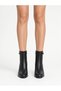 Black Crocodile Patterned Leather Women's Heeled Boots - 5