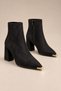 Westra Metal Toe Detailed Zippered Pointed Toe Thick Heeled Women's Boots